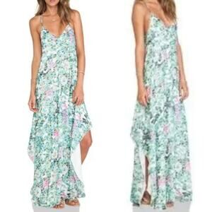 Lovers + Friends Curacao Dress Island Hop Green Pink Medium Vacation Resortwear